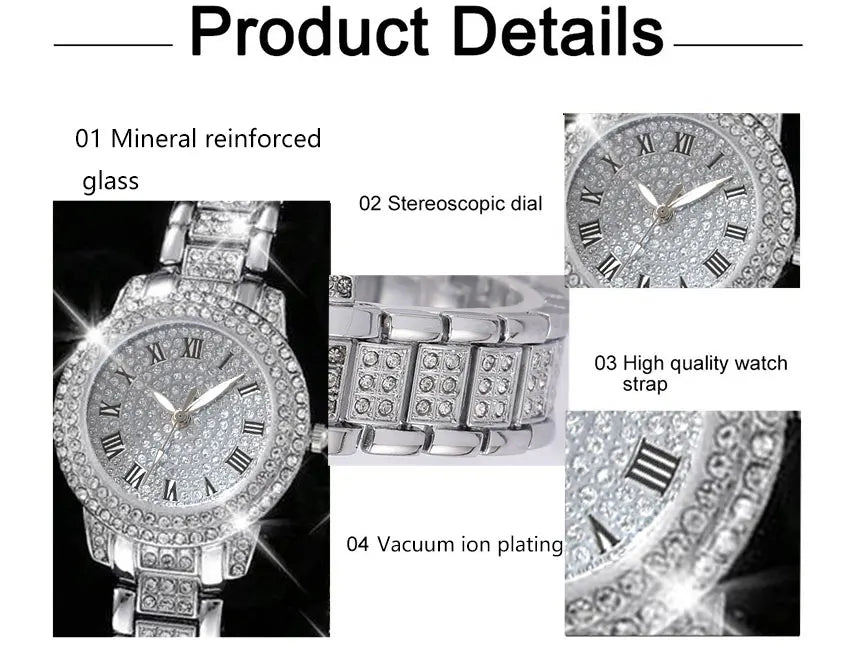 Luxury Women’s Watch & Jewelry Gift Set. Elegant Crystal Fashion Collection