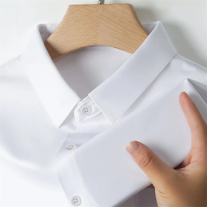 Men’s Business Casual Short Sleeve Shirt .Solid Color Summer Button Down