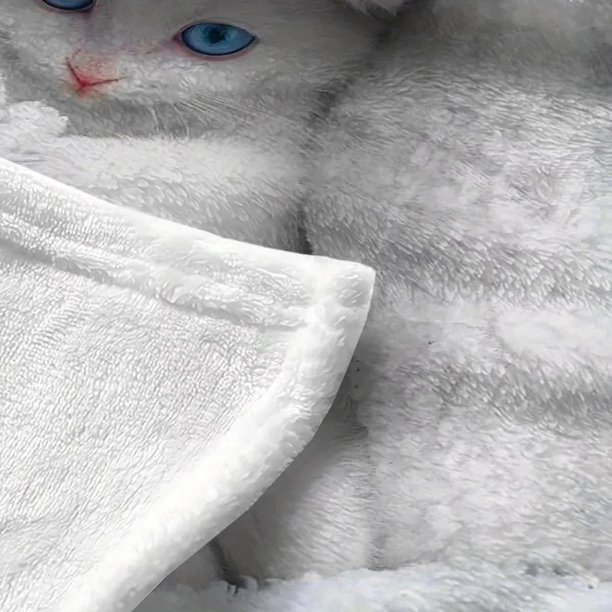 Cute Cat Print Flannel Throw Blanket. Soft Cozy Cat Lover Blanket