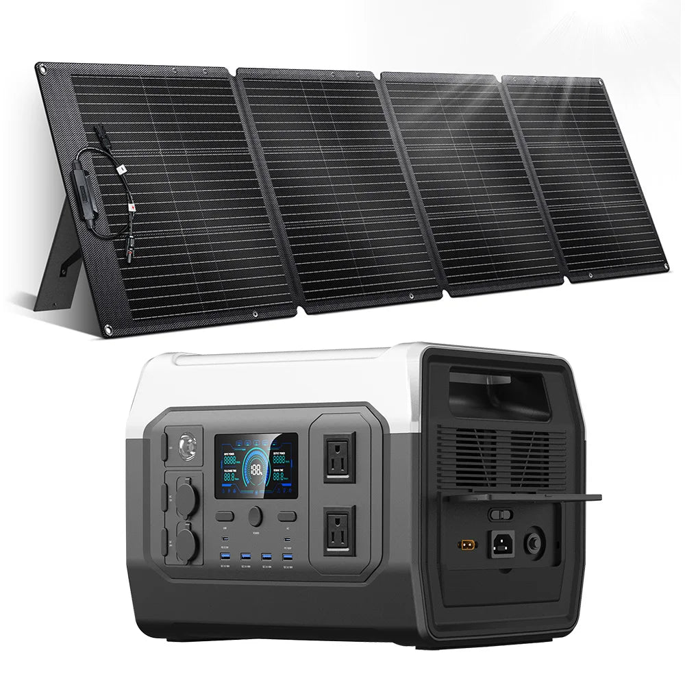 CTOLITY XP1000 1600W Portable Power Station Lifepo4&200W Solar Panel ETFE Opitional Foldable Solar Generator House Camper Travl