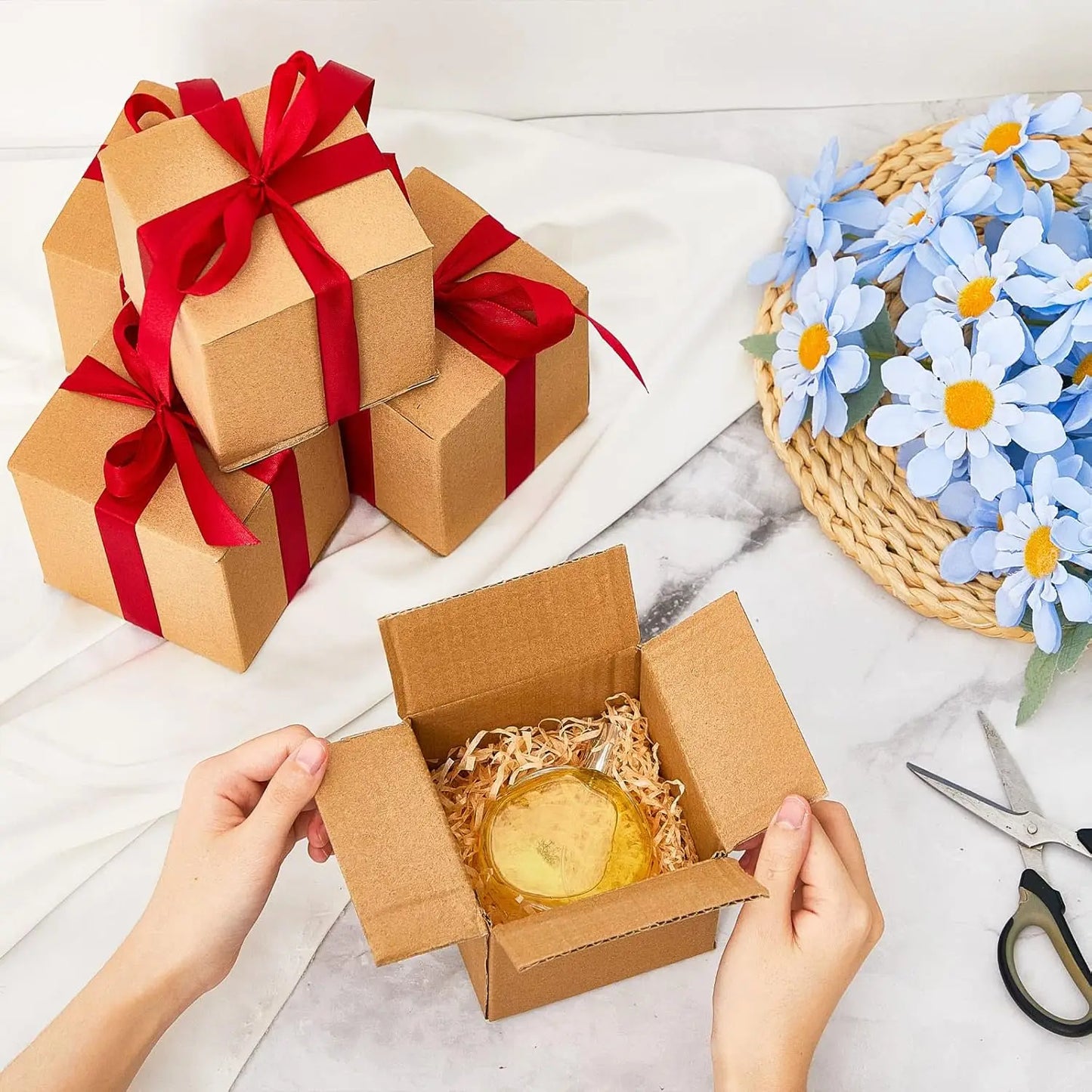 100-Pack 4 x 4 x 4 Inch Corrugated Gift & Shipping Boxes. Kraft Cardboard Mailing Boxes for Packaging, Small Business & Ecommerce