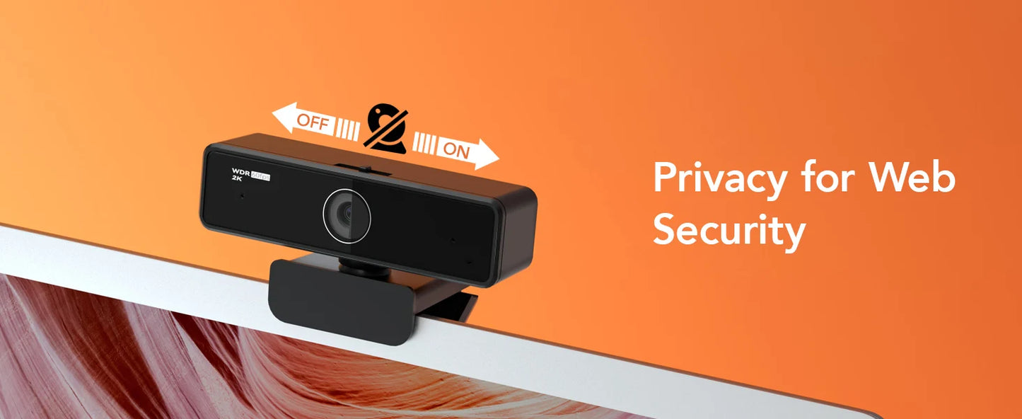Nuroum 2K QHD 1440P AI Webcam with Noise-Canceling Microphones, Auto Focus & Privacy Cover