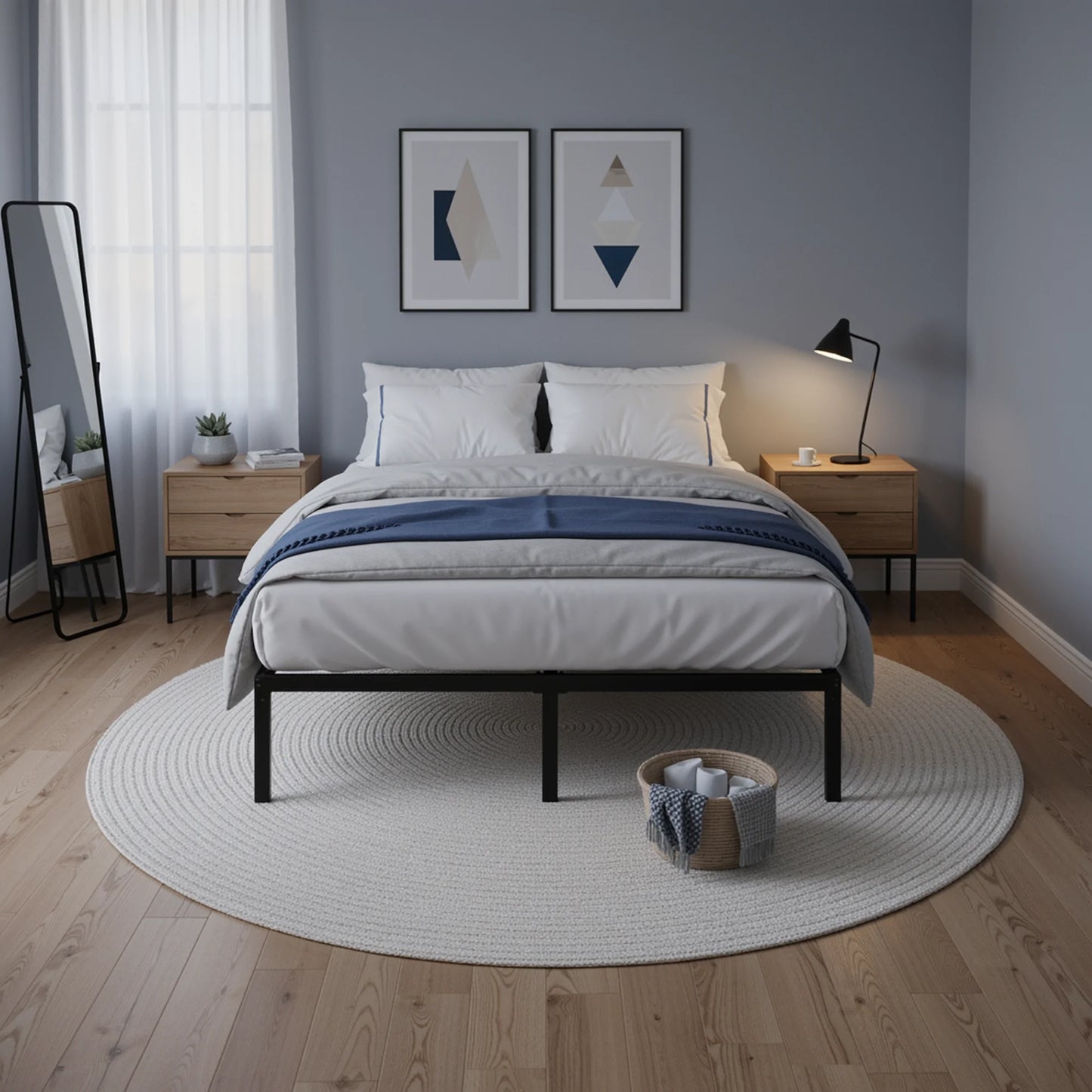 Heavy Duty Metal Bed Frame with Under Bed Storage
