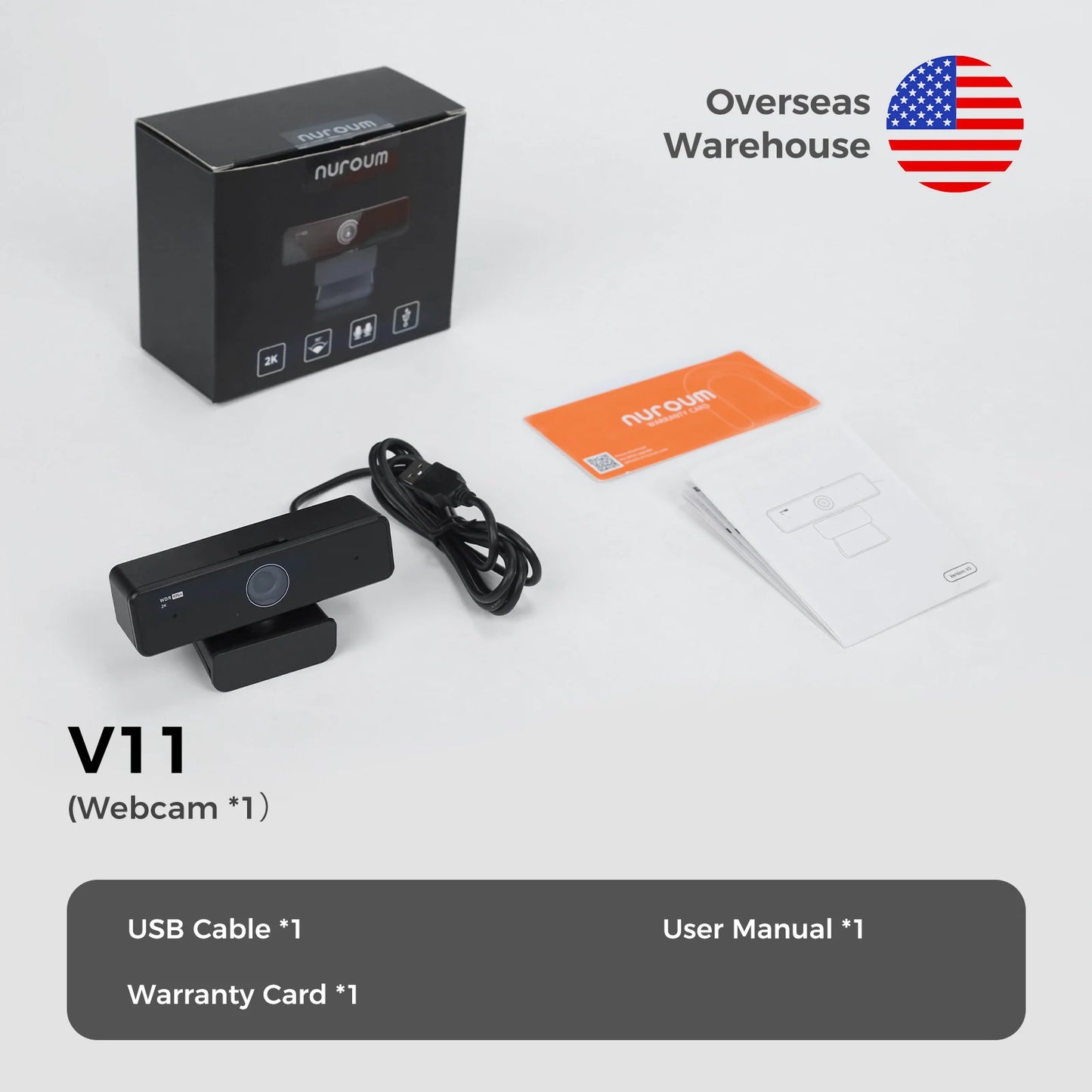 Nuroum 2K QHD 1440P AI Webcam with Noise-Canceling Microphones, Auto Focus & Privacy Cover