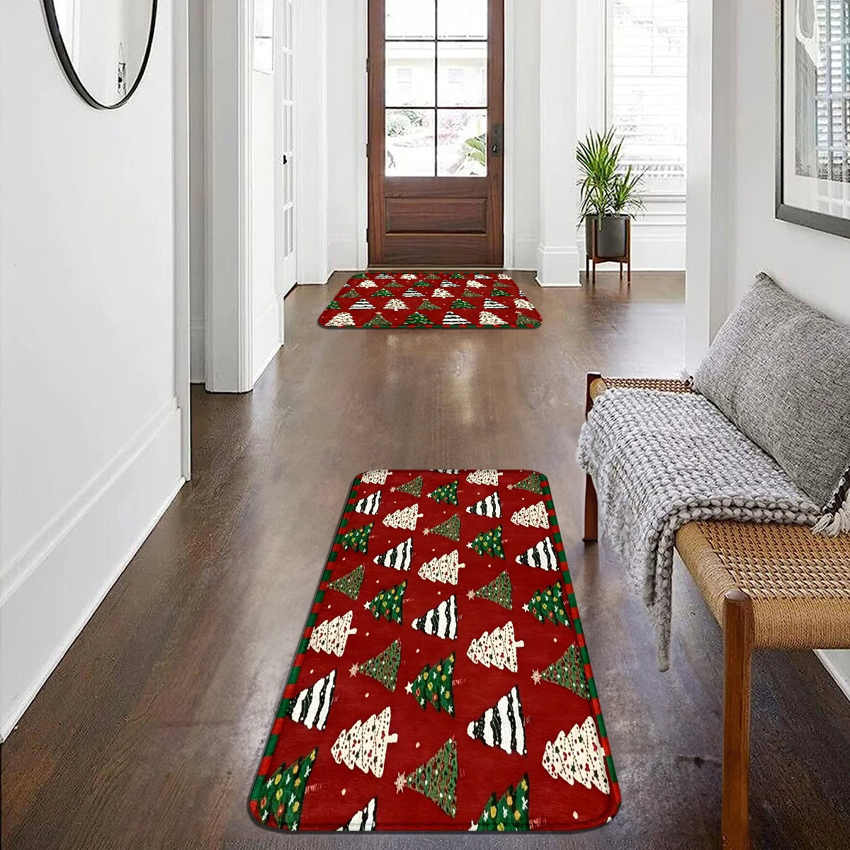 Christmas Halloween Cute Cartoon Area Rug, 1.2cm Thick Plush Velvet Foam Floor Mat, Ghost Pumpkin Snowman Xmas Print Decor Doormat, Washable Soft Cushioned Carpet for Bedroom Kitchen Entryway Living Room Multi Style Holiday I