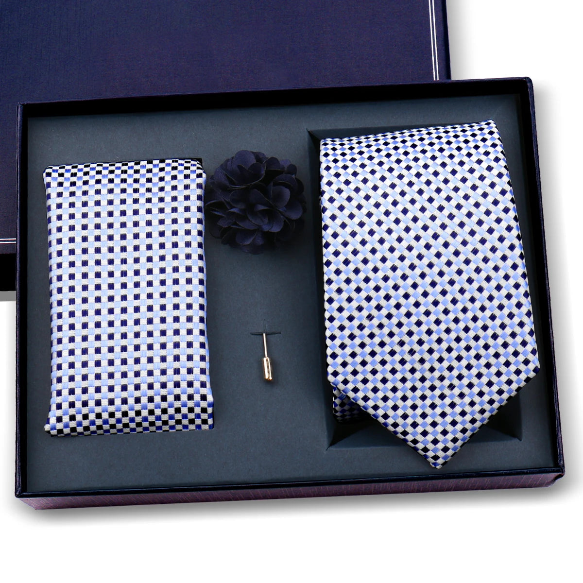 Luxury Men’s Paisley Necktie Gift Set. Silk Tie, Pocket Square, Cufflinks & Gift Box for Weddings & Business