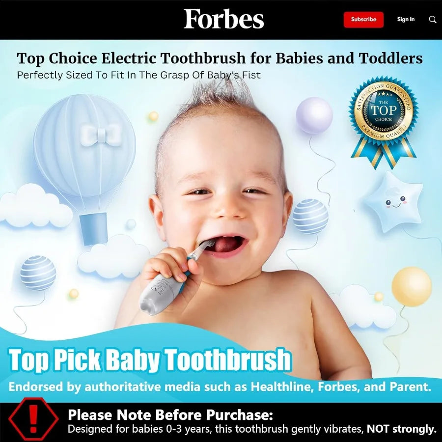 Toddler Electric Toothbrush Age 123 Years Old Baby Electric Toothbrush with LED Light 2 Minutes Timer 4 Vibrating Heads for Inf
