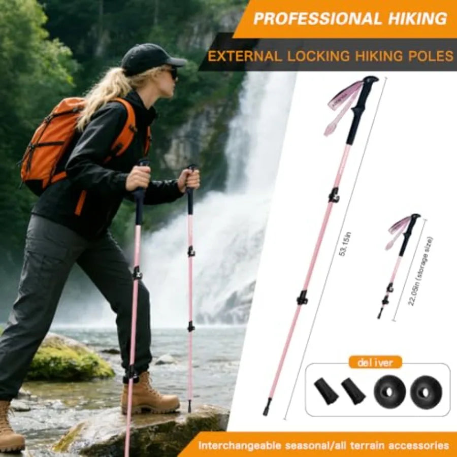 Adjustable Lightweight Hiking Poles Set . Trekking Poles for Hiking, Backpacking & Outdoor Adventures