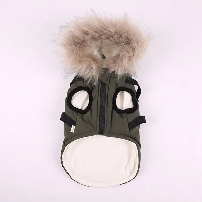 Luxury Hooded Pet Winter Jacket with Built-In Harness