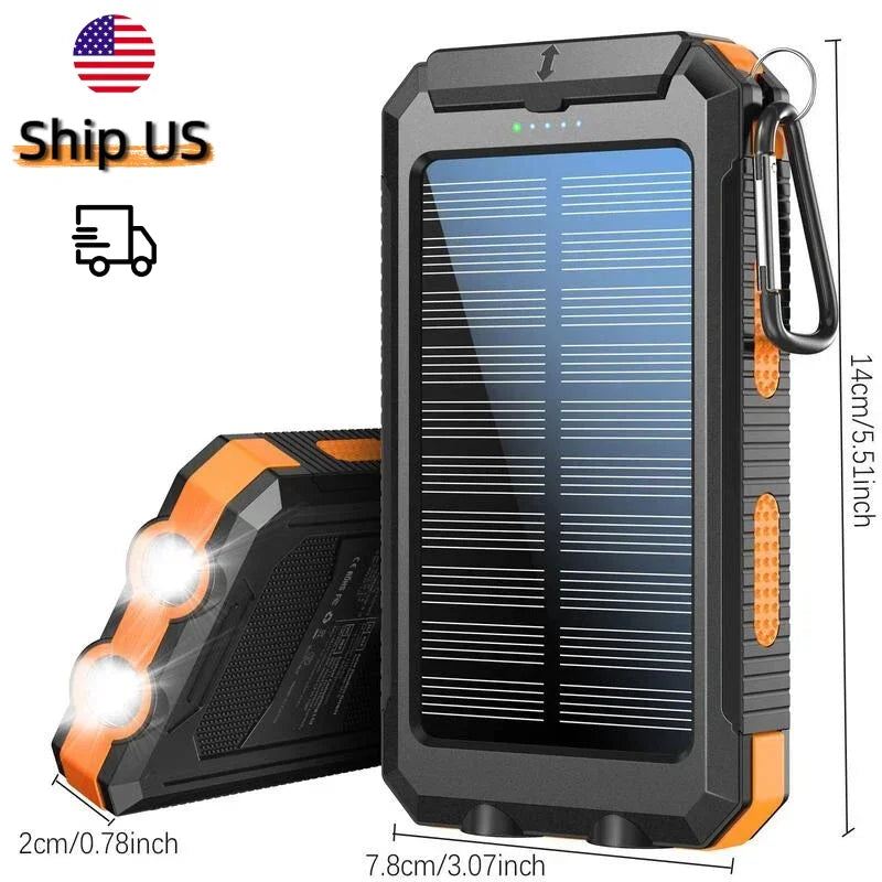 Outdoor Power Non Stop 10000mAh Solar Power Bank . QC3.0 Fast Charging Portable Charger