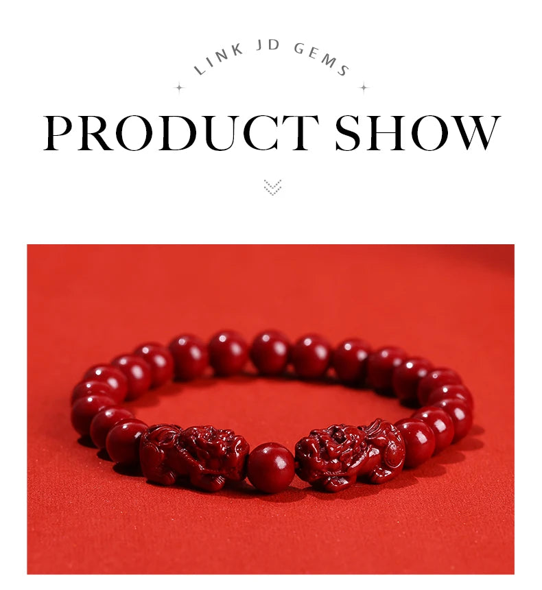 Red Cinnabar Style Beaded Bracelet for Women & Men