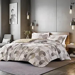 Three-Tone Printed Queen Size Comforter Set, 3 Pieces Ultra-Soft Microfiber Bedding Set, Warm and Cozy Comforter for All