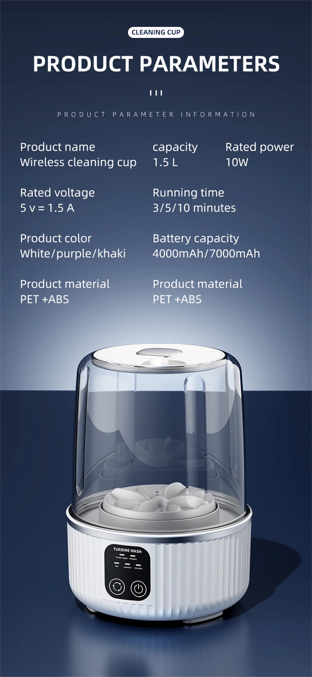 15L Rechargeable Cordless Mini Washing Machine. Portable Compact Washer