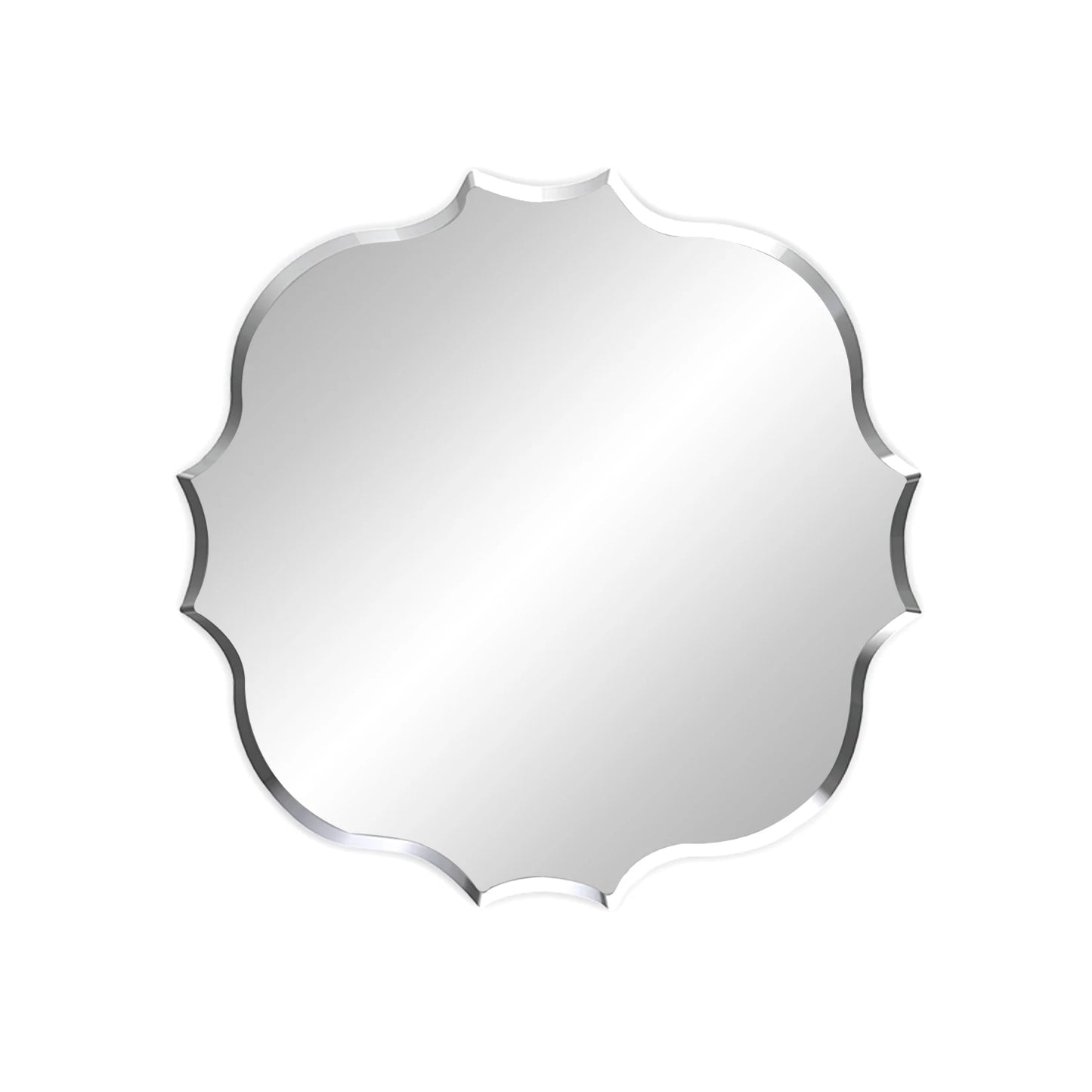 Wisfor Scalloped Edge Beveled Frameless Bathroom Wall Mirror for Living romm, Bedroom, Entrance