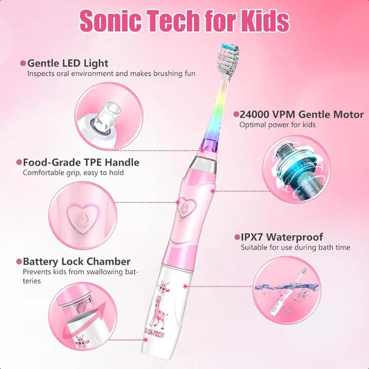 Toddler Electric Toothbrush With Timer Rainbow LED
