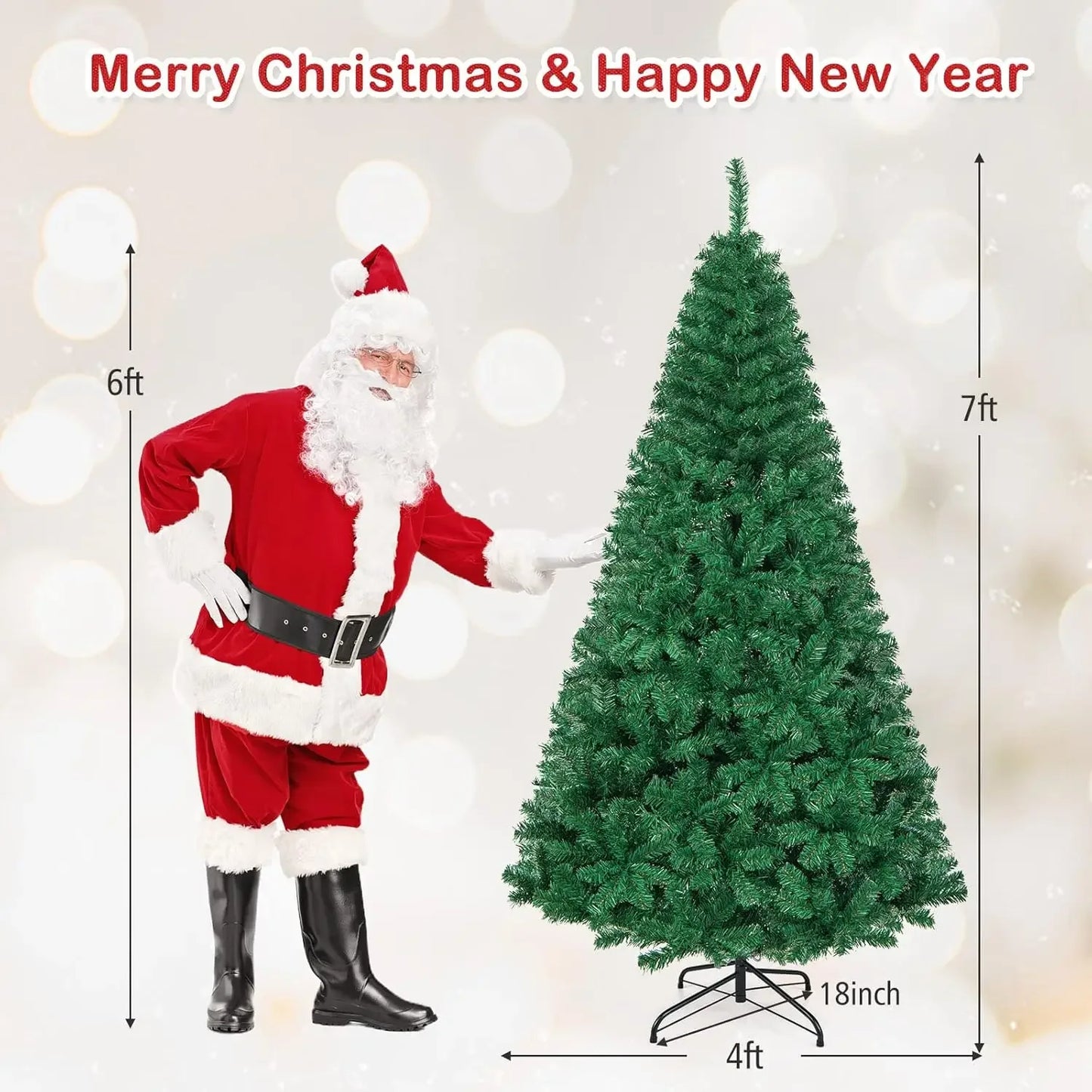 Premium Artificial Christmas Tree .Realistic Spruce Holiday Tree with Ornaments & Festive Décor Set (7FT/8FT/9FT)