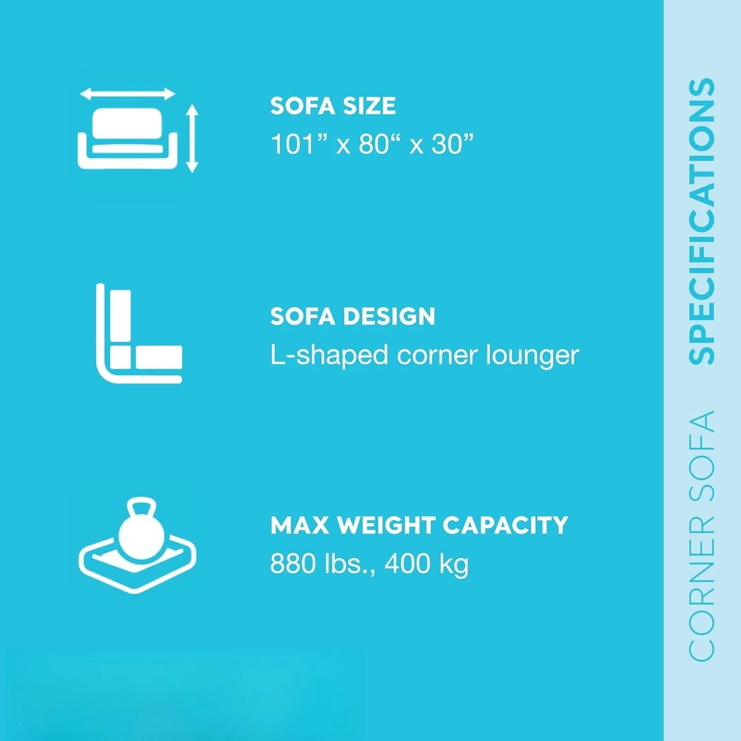 Inflatable Corner Sofa, L-Shaped Couch, Blow Up Air Furniture