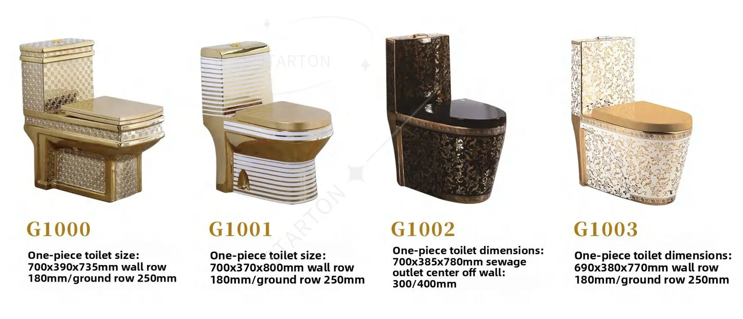Luxury Gold Electroplated One-Piece Ceramic Toilet . Modern Designer Bathroom Fixture