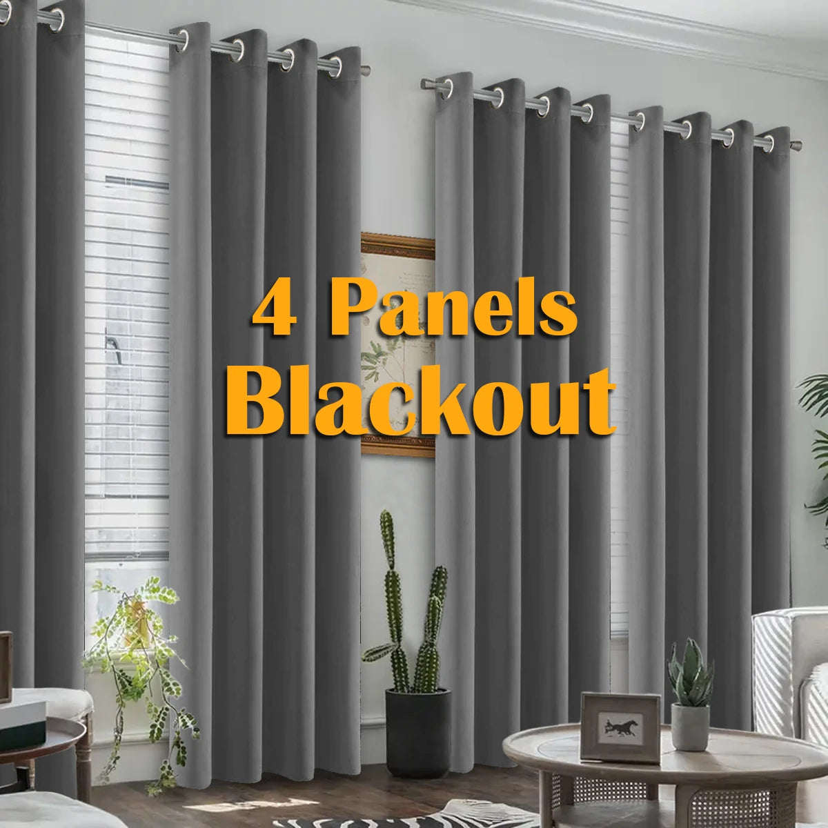 4-Panel Blackout Curtains | Heat-Insulated Grommet Window Panels