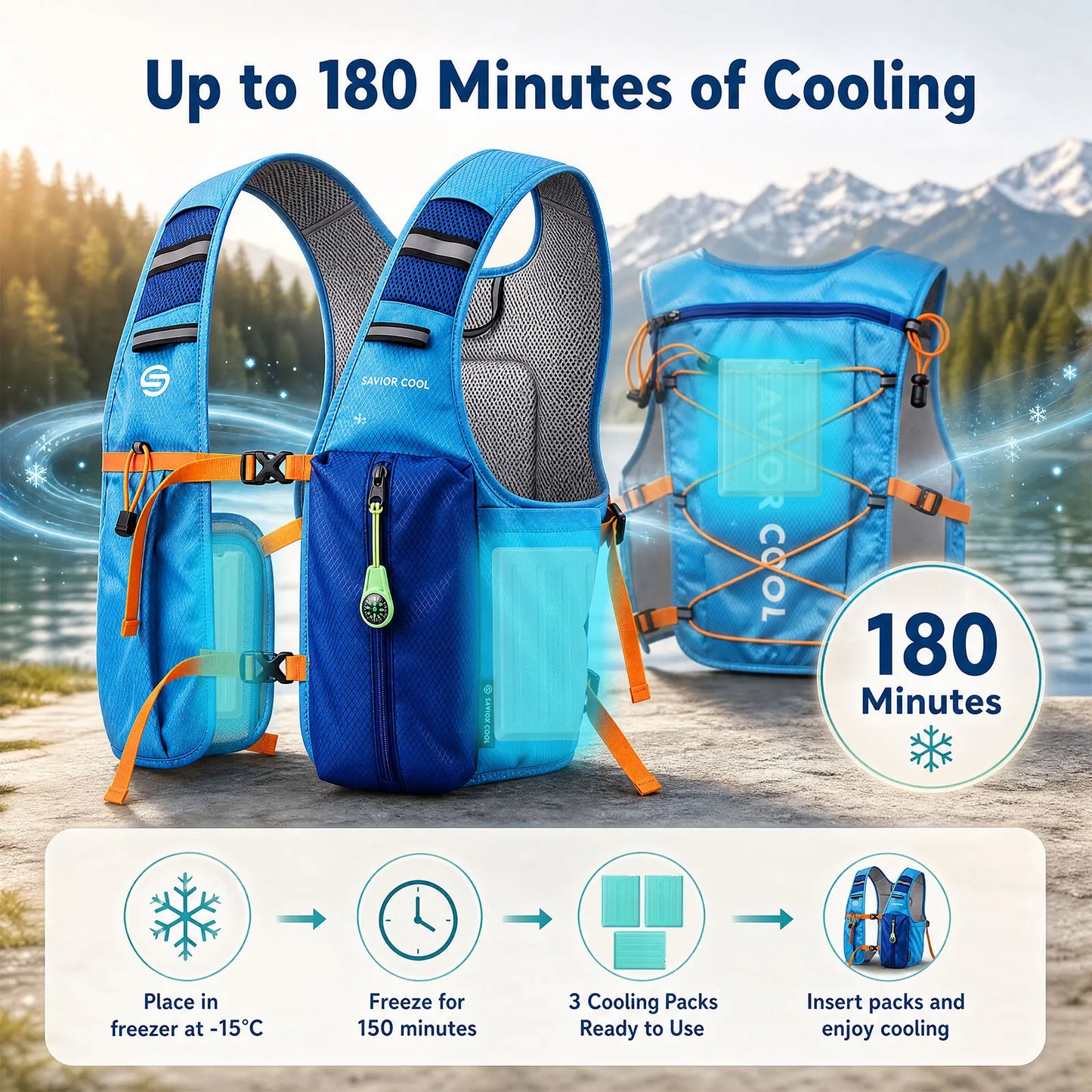 Portable Cooling Vest with Fan System –.Lightweight Summer Cooling Vest for Outdoor Work, Hiking & Camping