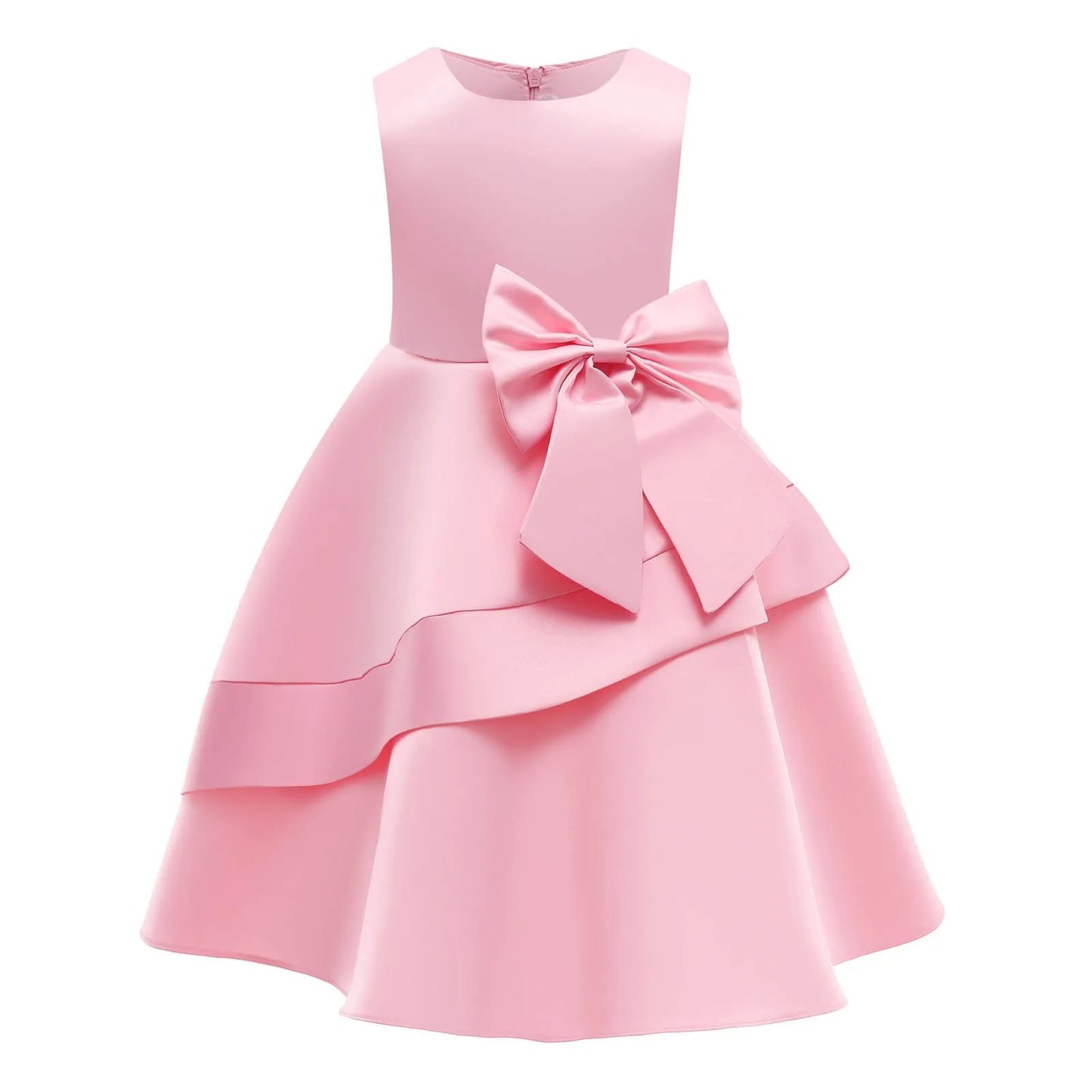 Girls Bow Party Dress.  Elegant Sleeveless Princess Dress for Weddings, Birthdays & Special Occasions