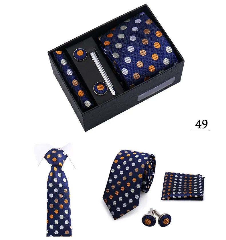 Tie Men With Box Top Quality Business Ties Hanky Cufflink Set Clips Green Necktie Corbatas For Men Wedding In Gift Box Gravatas