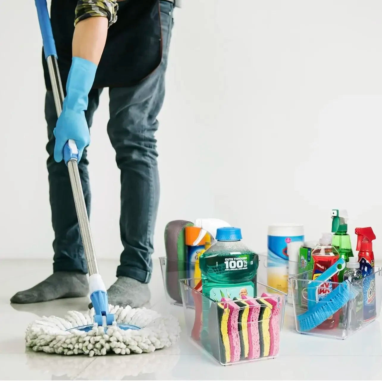 4 Pack Clear Plastic Storage Bins, Pantry Organizers and Storage Containers Fridge Organizer Bins Kitchen Cabinet Organizer