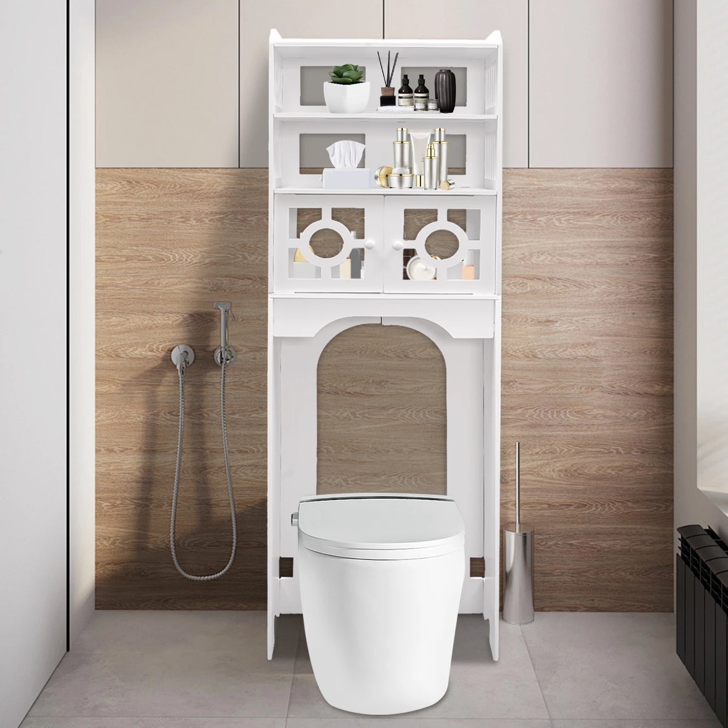 4 Tier Toilet Cabinet Space Saving Bathroom Storage Organizer