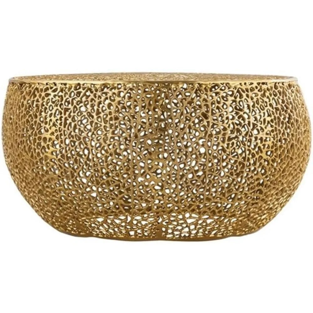 Round Coffee Table Made with Aluminum in Gold Color