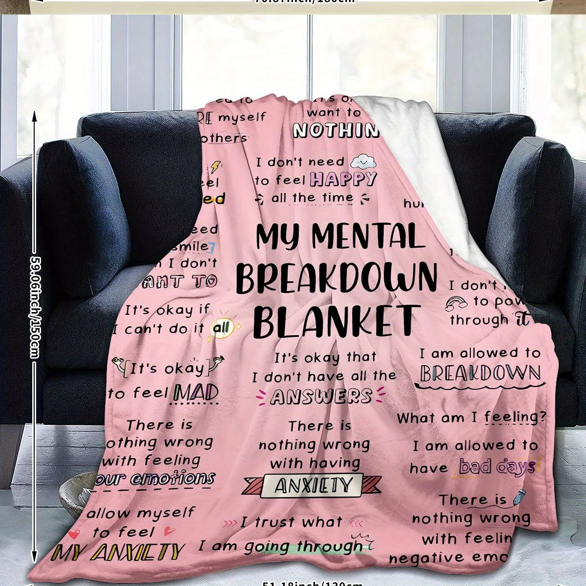 Funny Mental Breakdown Flannel Throw Blanket – Soft Cozy Knitted Style Blanket