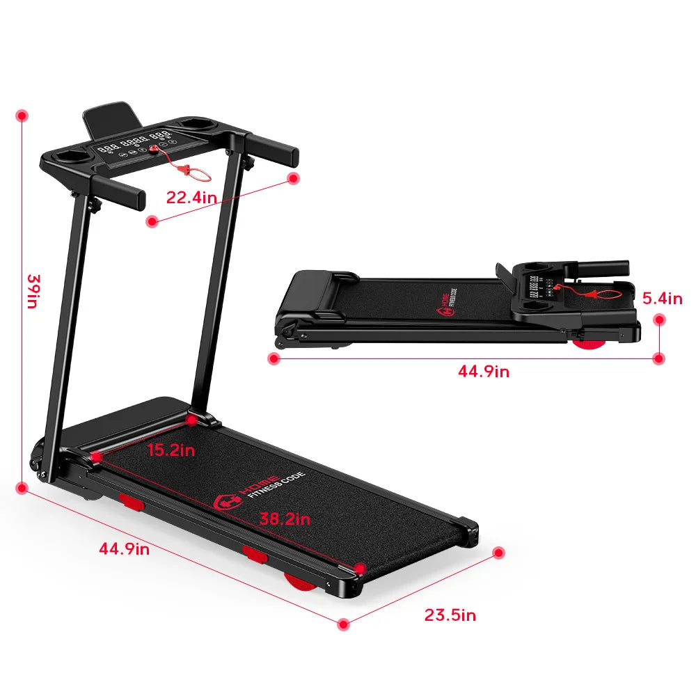 Folding Incline Treadmill. Portable Home Walking & Running Machine