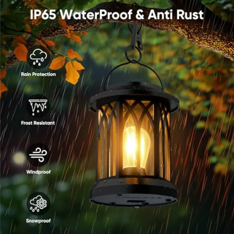 2-Pack Waterproof Solar Hanging Lanterns for Outdoor Patio, Garden, Porch & Pathway Decorative LED Lights