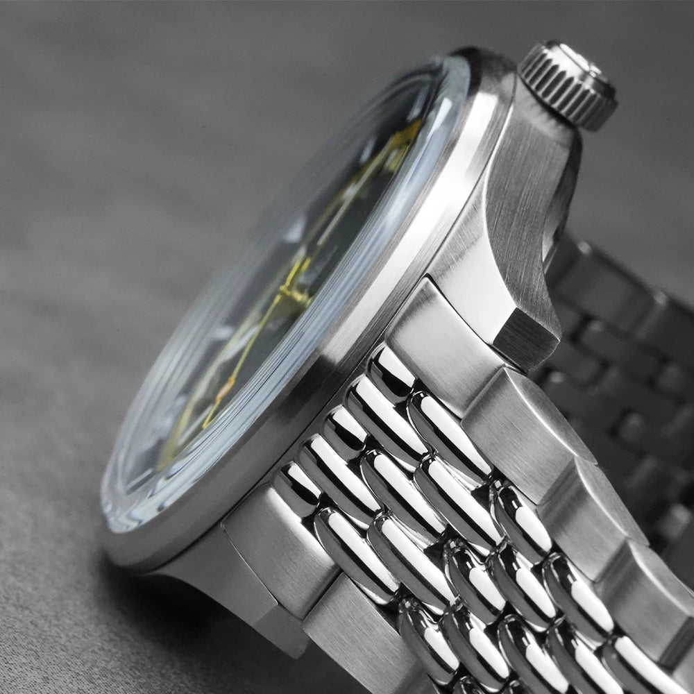 CADISEN Automatic Mechanical Watch Man Silver Business Casual Waterproof Watch Japan MIYOTA 8215 Movement Luminous Men's Watch