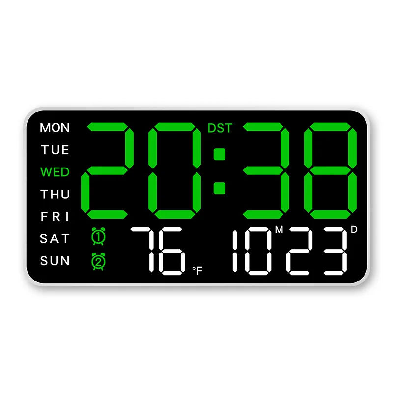 Smart Voice. Control LED Digital Wall Clock with Date & Temperature Display