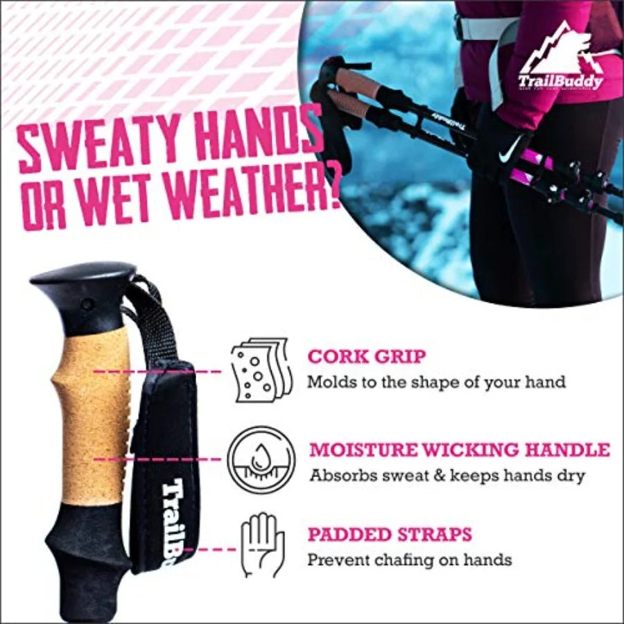 Premium Adjustable Hiking Poles . Lightweight Trekking Poles for Hiking, Backpacking & Trail Walking