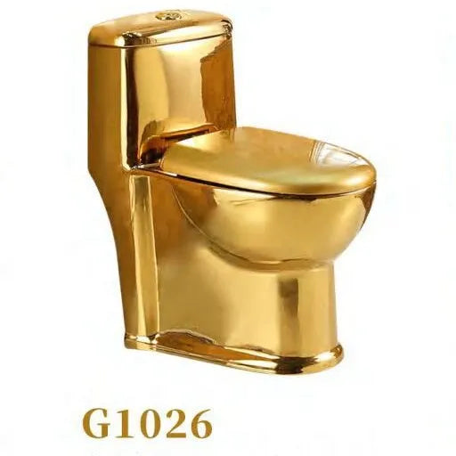 Luxury Gold Electroplated One-Piece Ceramic Toilet . Modern Designer Bathroom Fixture