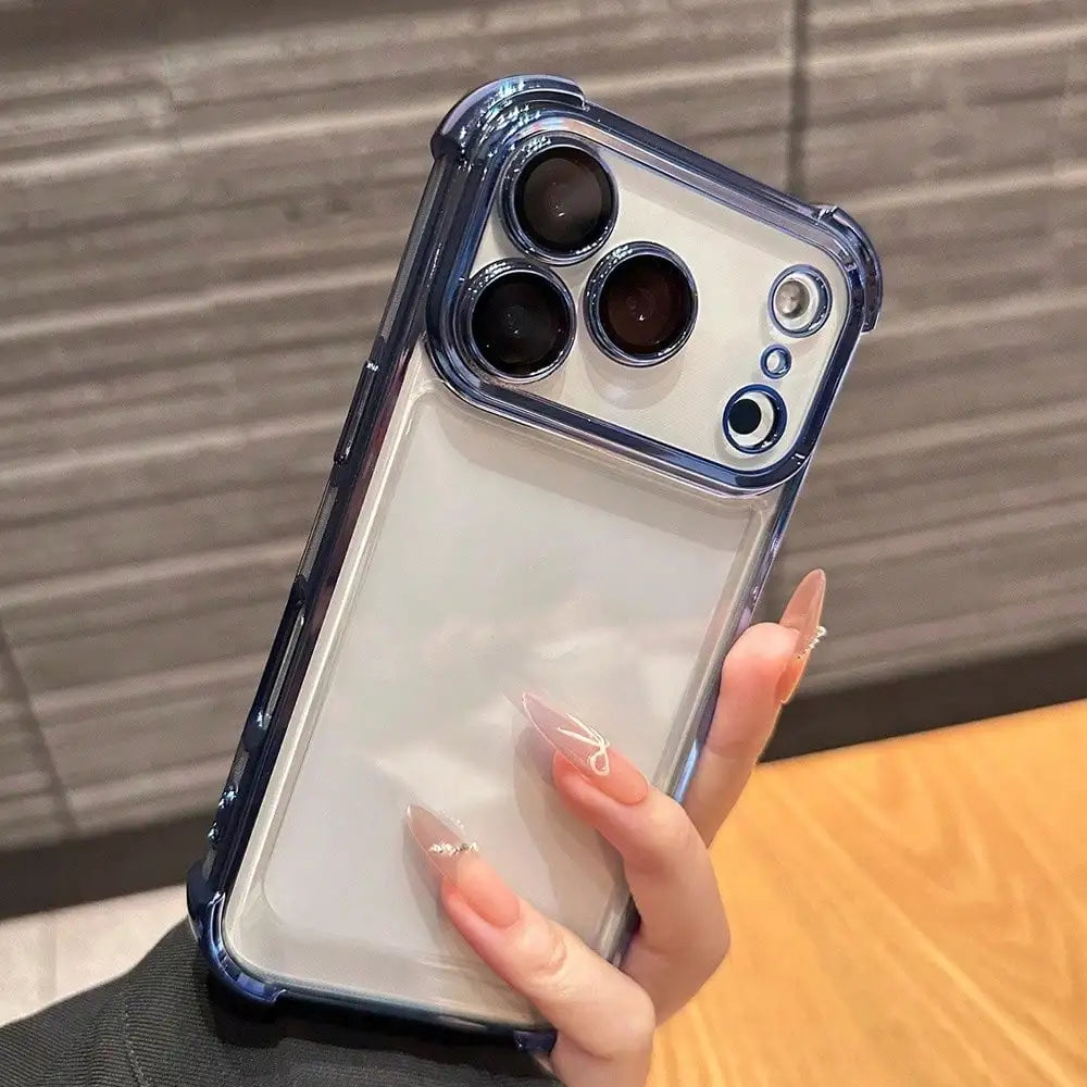 Luxury Cushioned Shockproof Plated Transparent Phone Case For iPhone Samsung