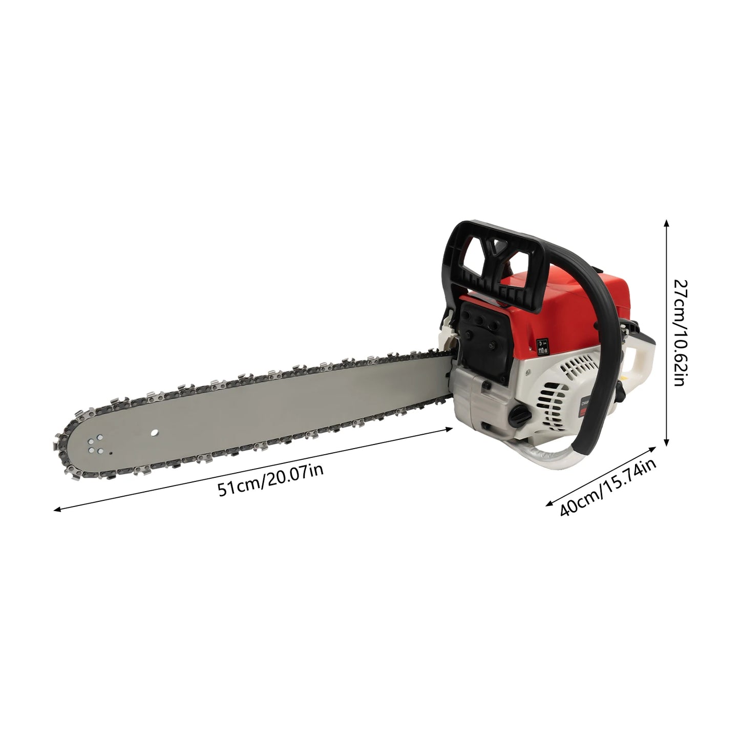 20 Inch Gas-powered Chainsaw 52CC 2000W 7500rpm Gasoline Chainsaw Single Cylinder Air-cooled 2-Stroke Gas Chain Saw