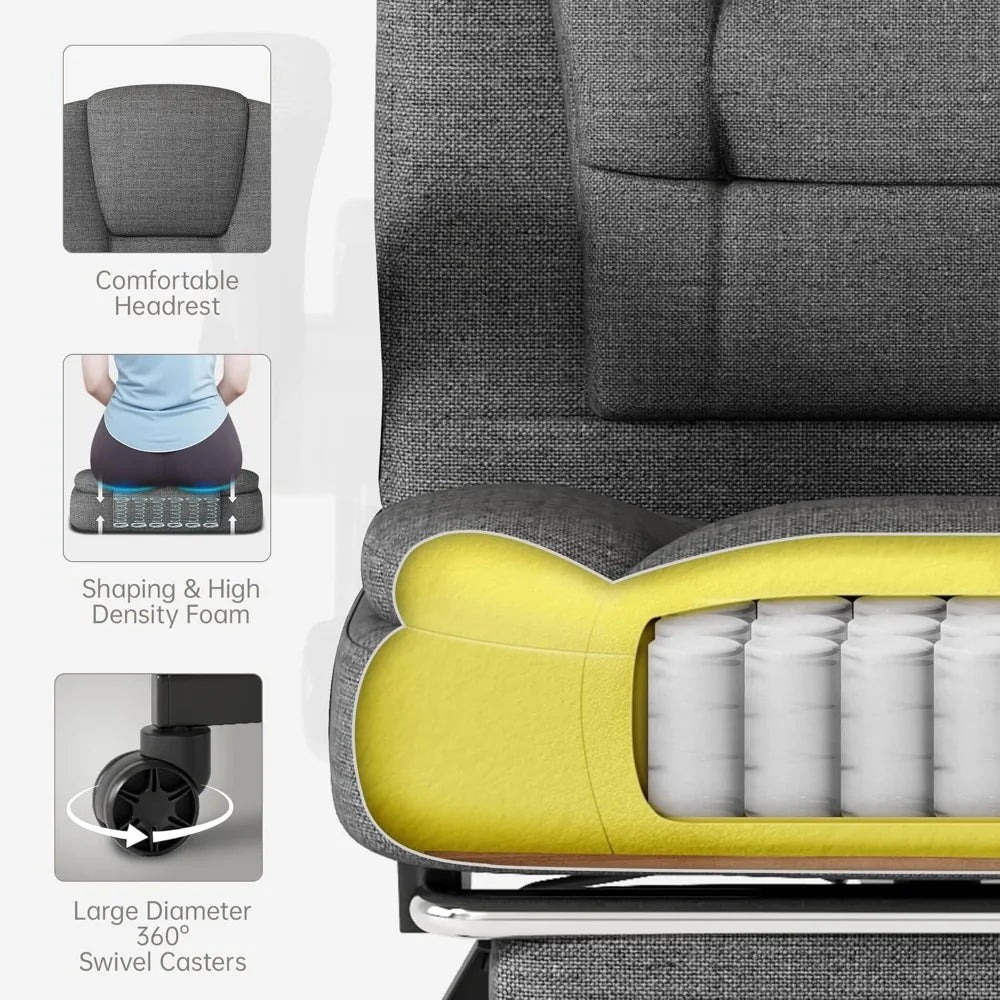 Big and Tall Office Chair, High Back Fabric Gaming Chair with Footrest, Ergonomic Desk Chair with Flip-up Armrest, Thick Padding
