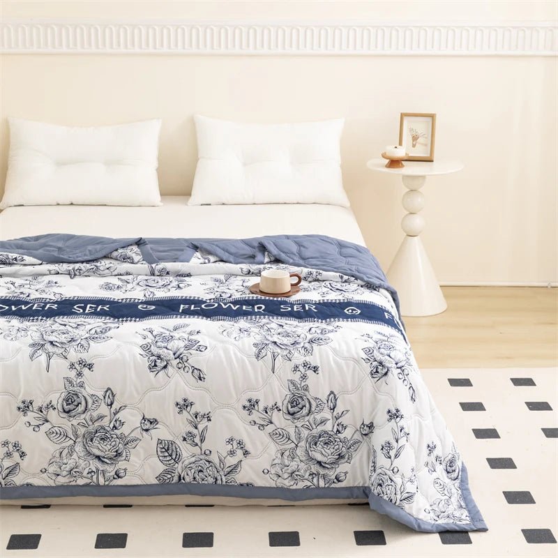 Floral Style Duvet Summer Thin Quilt Skin-friendly Bedspread Air Conditioning Blanket edredones Adults Kids Room Comforter Quilt
