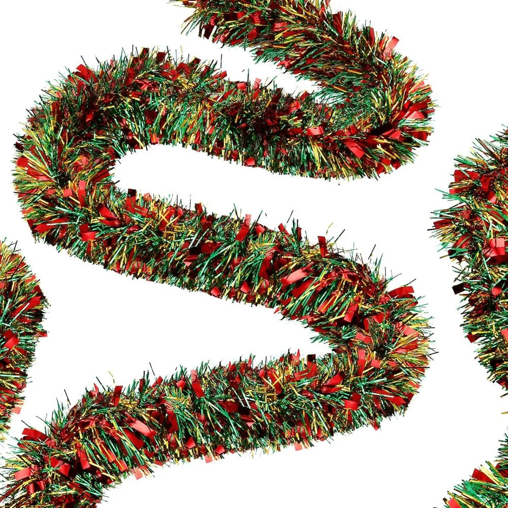 50 Feet Christmas Tinsel Garland Metallic Twist Garland Xmas Tree Decorations Wedding Birthday New Year Hanging Ornaments Party