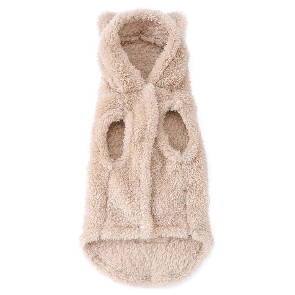 Cute Bear Ear Hooded Pet Sweater. Warm Fleece Puppy & Cat Winter Hoodie