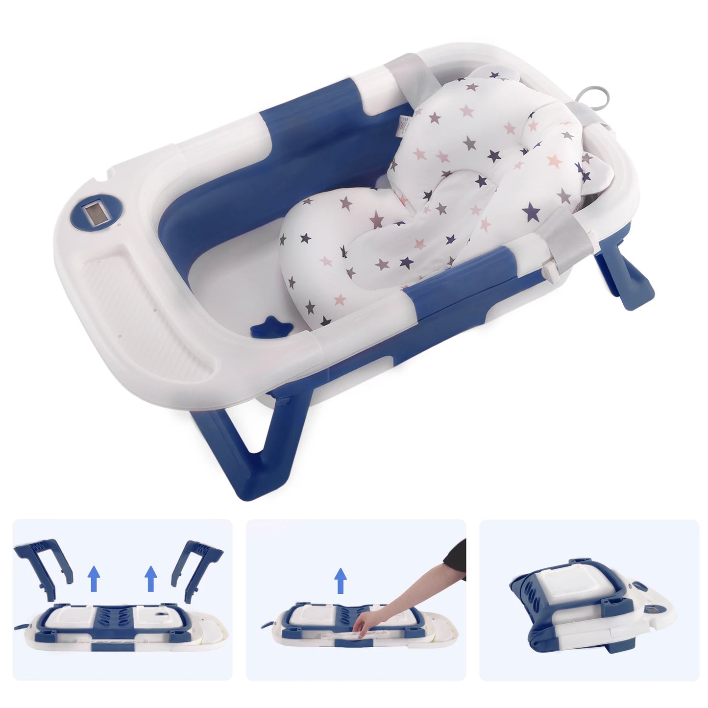 Baby Bath Tub With Cushion And Thermometer Newborn Toddler