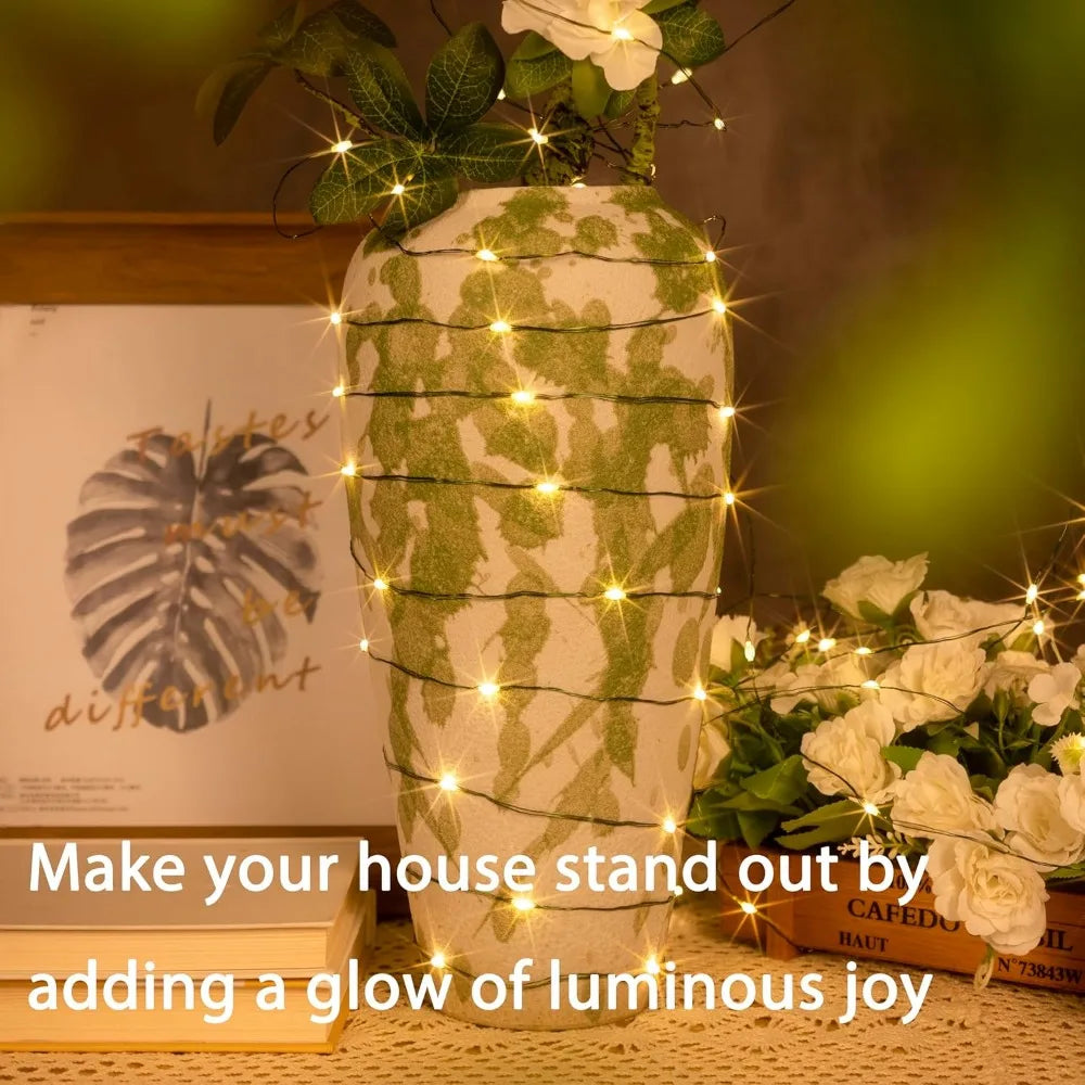 164FT Green Wire Fairy Lights Plug-in, 500 LED Dimmable Waterproof String Lights with Remote - 8 Modes Warm White for Christmas