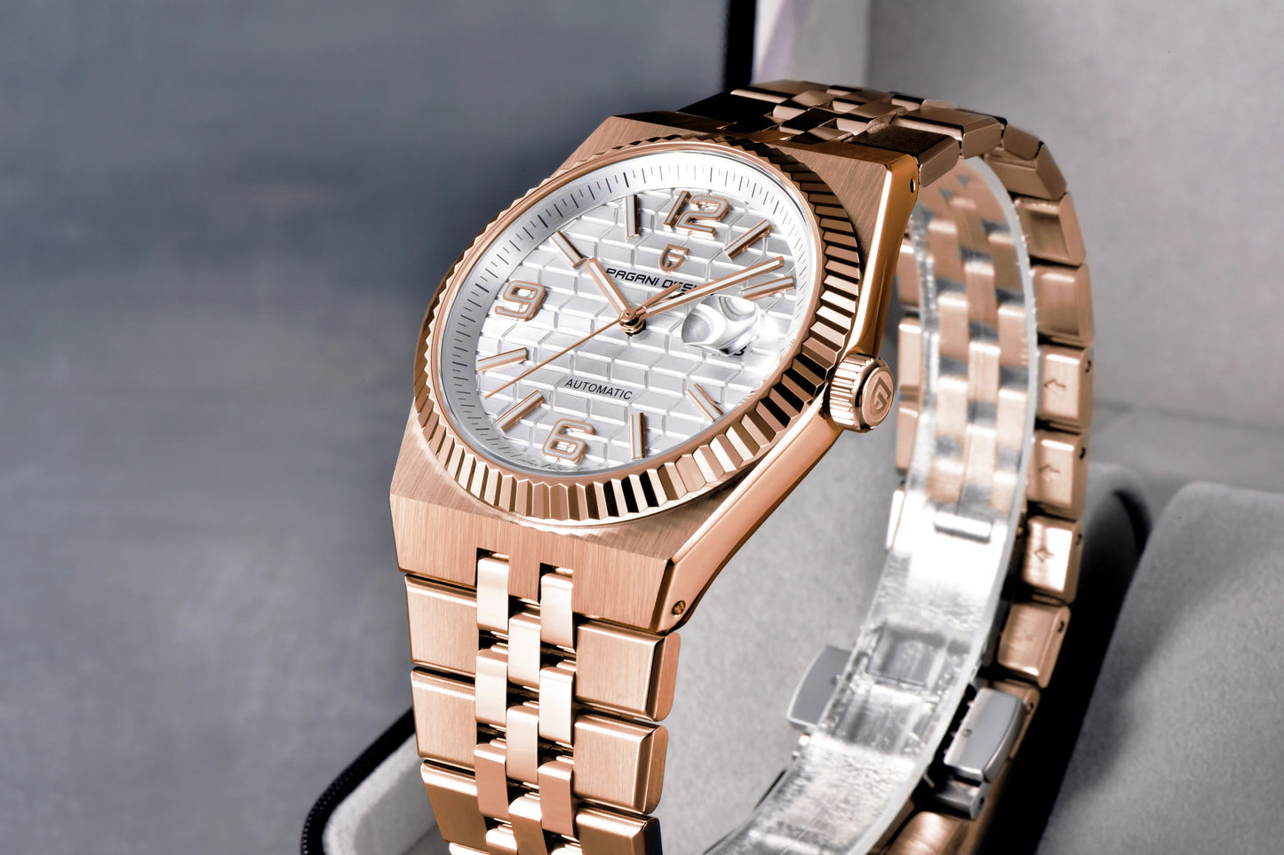 PAGANI DESIGN Men’s Automatic Luxury Watch,  Sapphire Crystal Stainless Steel Waterproof Mechanical Wristwatch with 3D Rhombus Dial