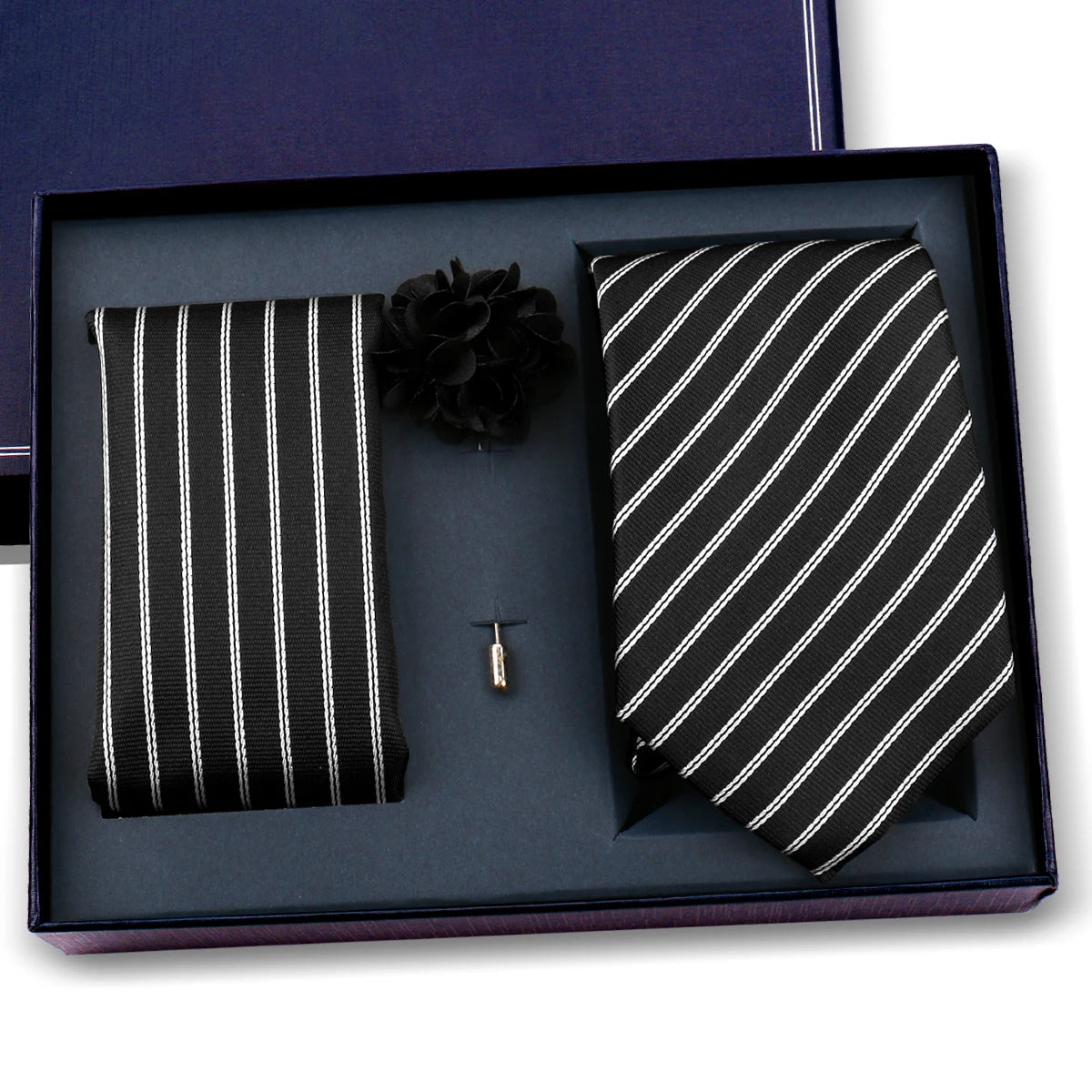 Luxury Men’s Paisley Necktie Gift Set. Silk Tie, Pocket Square, Cufflinks & Gift Box for Weddings & Business