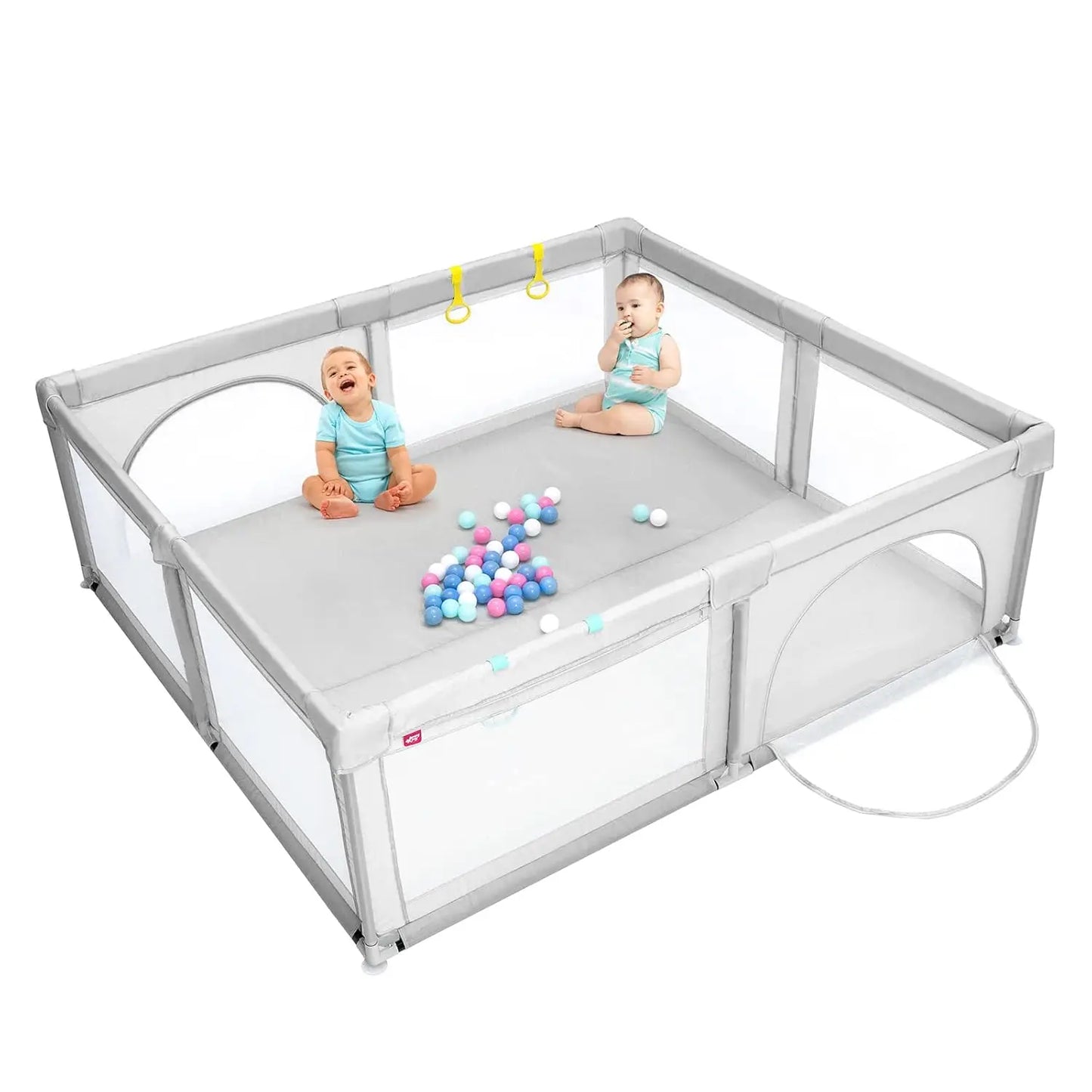 Playpen for Toddlers, Extra Large Playard Playpen for Toddlers Indoor & Outdoor with Ocean Balls, Non-Slip Suction Cups, Handleb