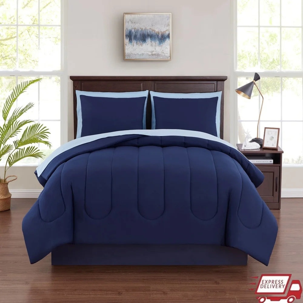 7 Piece Reversible Bed In A Bag Comforter Set Queen Size
