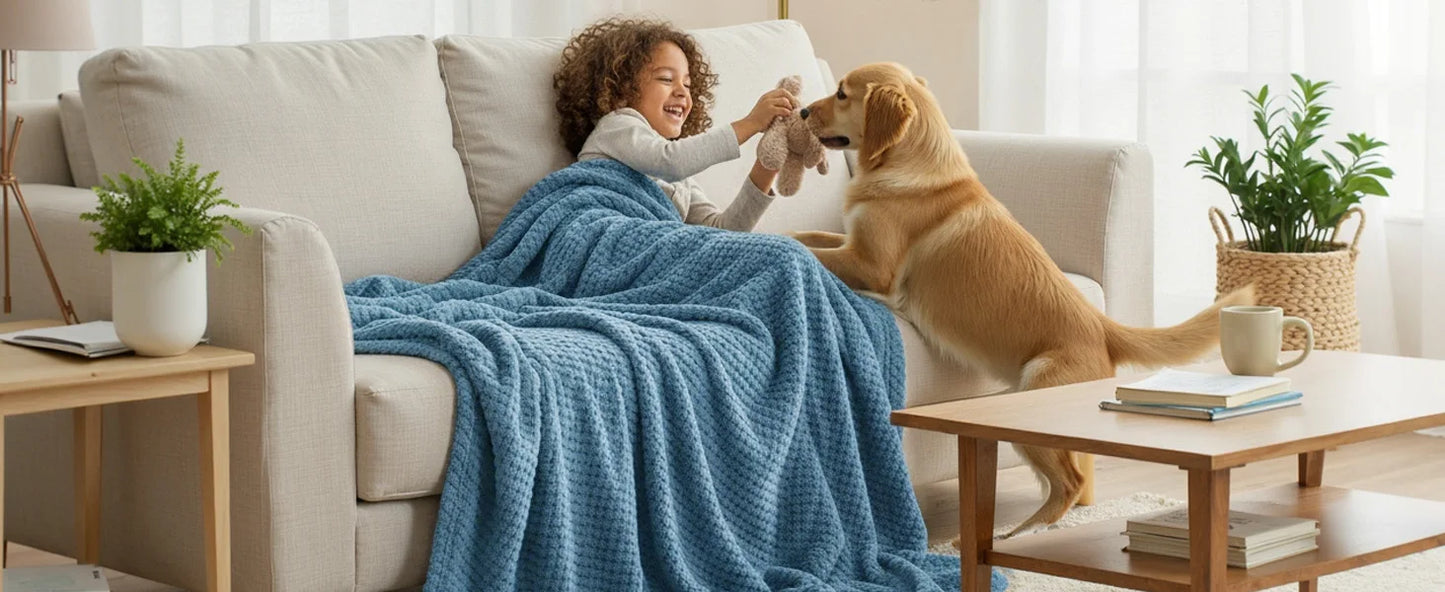 Extra Large Fleece Throw Blanket 50x70 Inches Super Soft Warm Cozy Lightweight Waffle Knit Textured Fuzzy Plush Blanket for Couch Sofa Bed Living Room Lounge Travel Nap Decor Slate BlueThis Ultra Soft and Snuggly