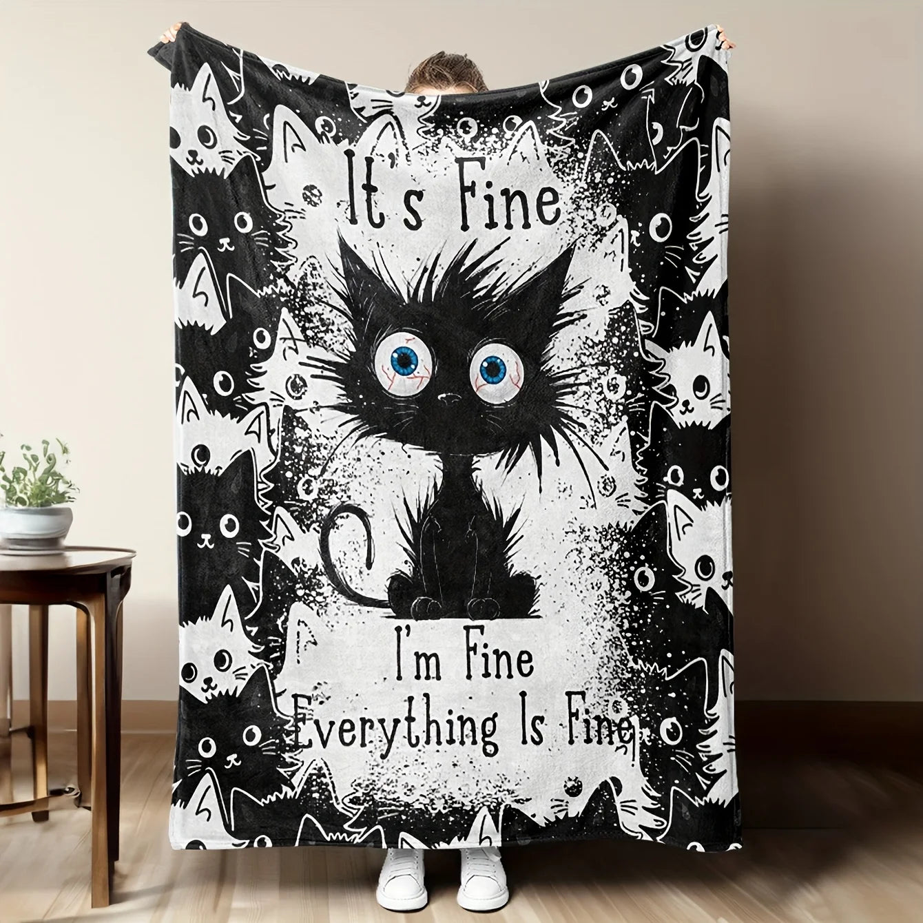 Black Cat Plush Throw Blanket &nbsp;Cozy Flannel Soft Blanket for Couch, Bed &amp; Home Decor
